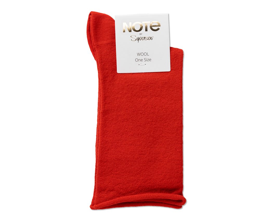Note Woman Wool Roll Top RED 36-41 