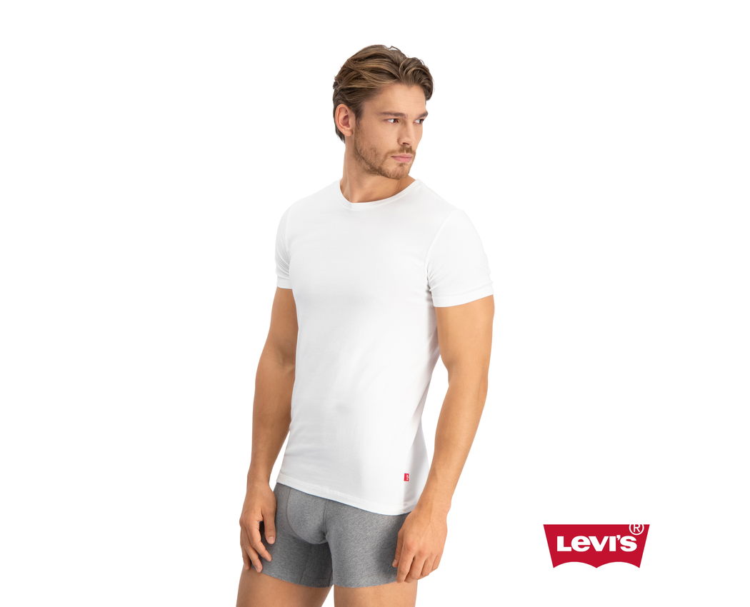 Levis Men 2pk Solid Crew T-Shirt White Small 