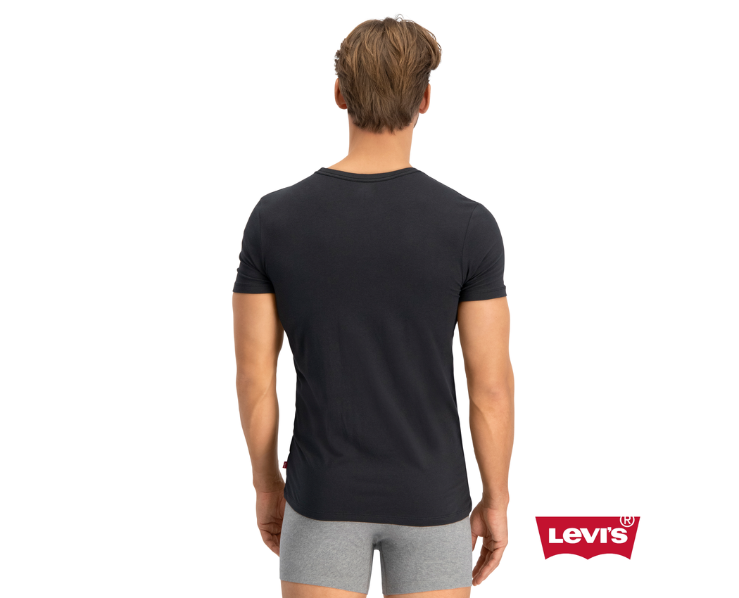 Levis Men 2pk Solid Crew T-Shirt Jet Black Medium 