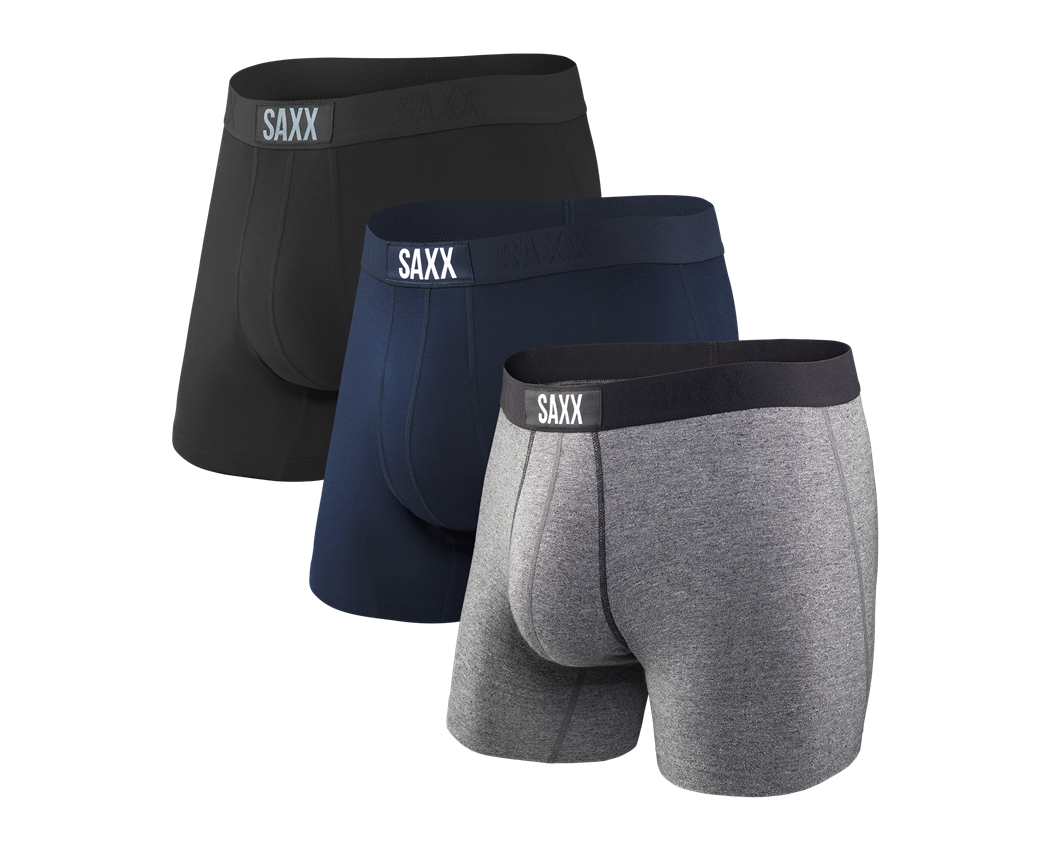 SAXX 3pk Vibe Boxer BLACK/GREY/BLUE SMALL