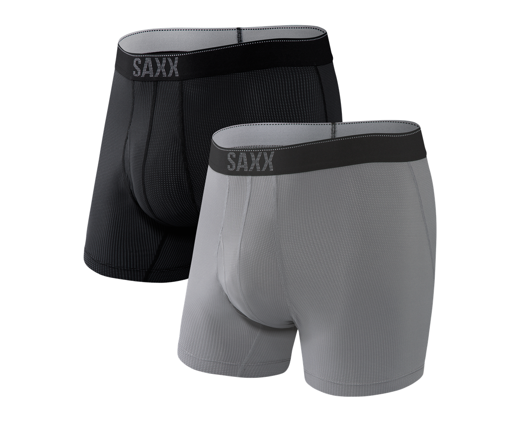 SAXX 2PK QUEST BOXER BLACK/DK CHARCOAL LARGE