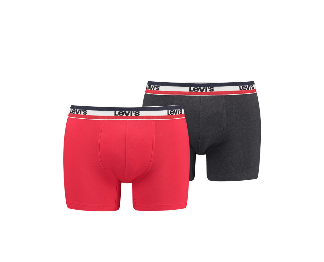 Levis Men 2pk Sportswear Logo Boxer Red/Black Large