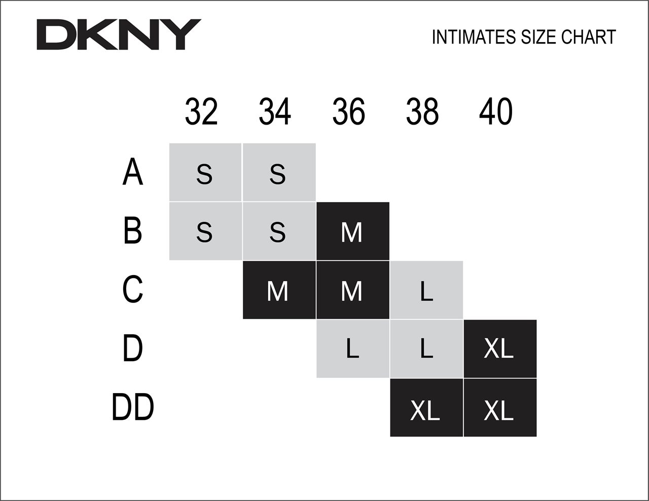 Størrelsesguide DKNY Intimates